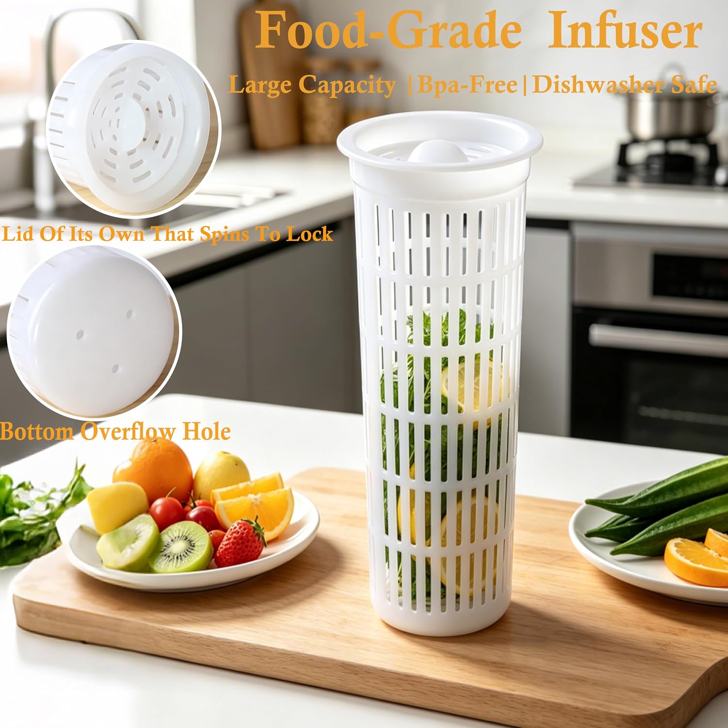 64 Oz Glass Mason Jar Water Infuser Pitcher For Fruit Tea Fridge Storage