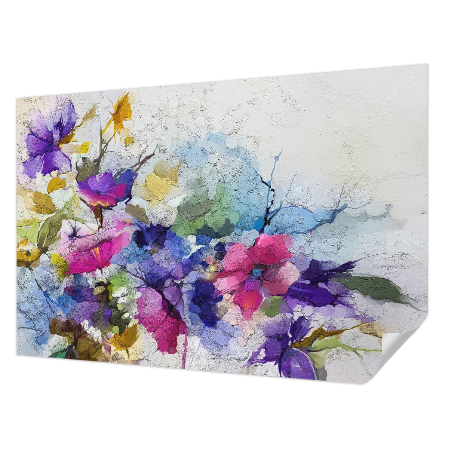Papier peint autocollant pose murale résistante fleurs abstraites 104x70