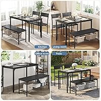 Vista 8 de DUMOS Mesa de comedor, juego de mesa de comedor para 4 personas con banco, mesa de cocina fácil de montar, ahorro de espacio, juego ideal para 4