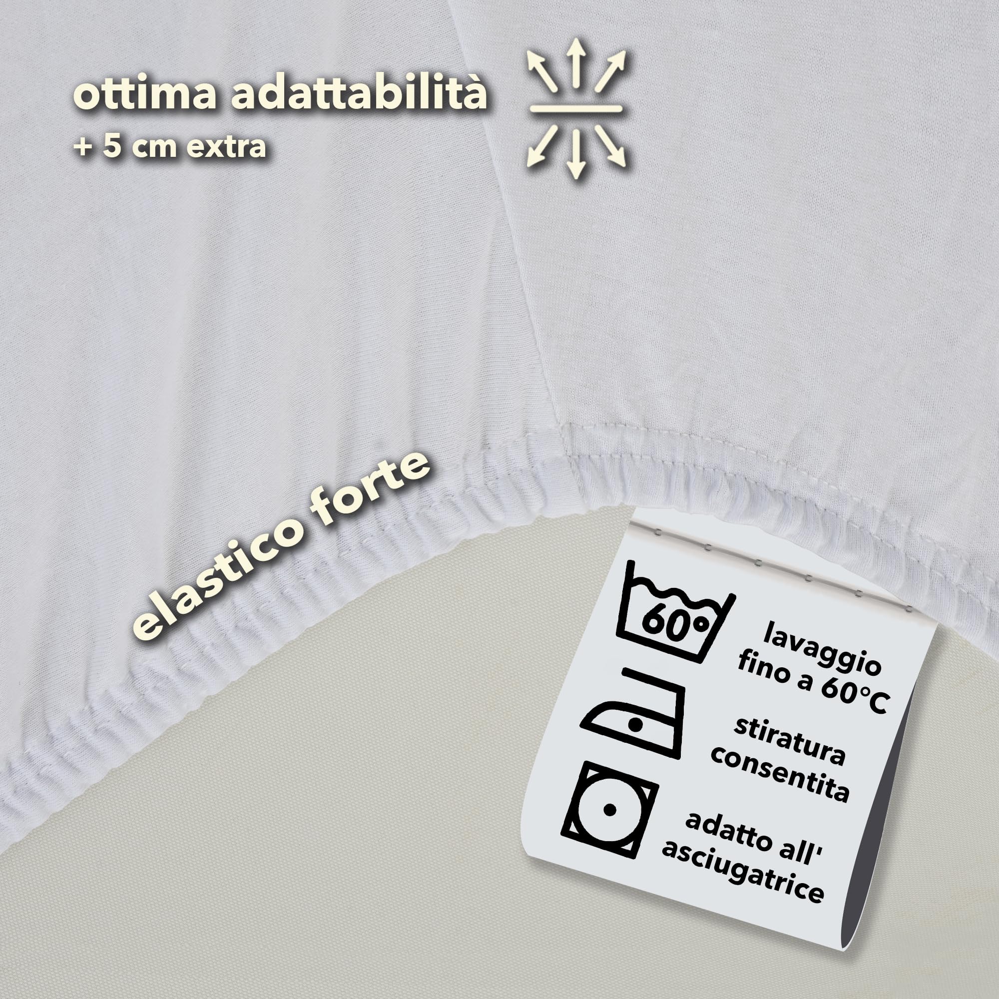 Lenzuolo Con Angoli Nobili 90x190cm - Cotone 100% Per Materassi Fino A 25cm, Certificato Oeko-Tex - Foto 2