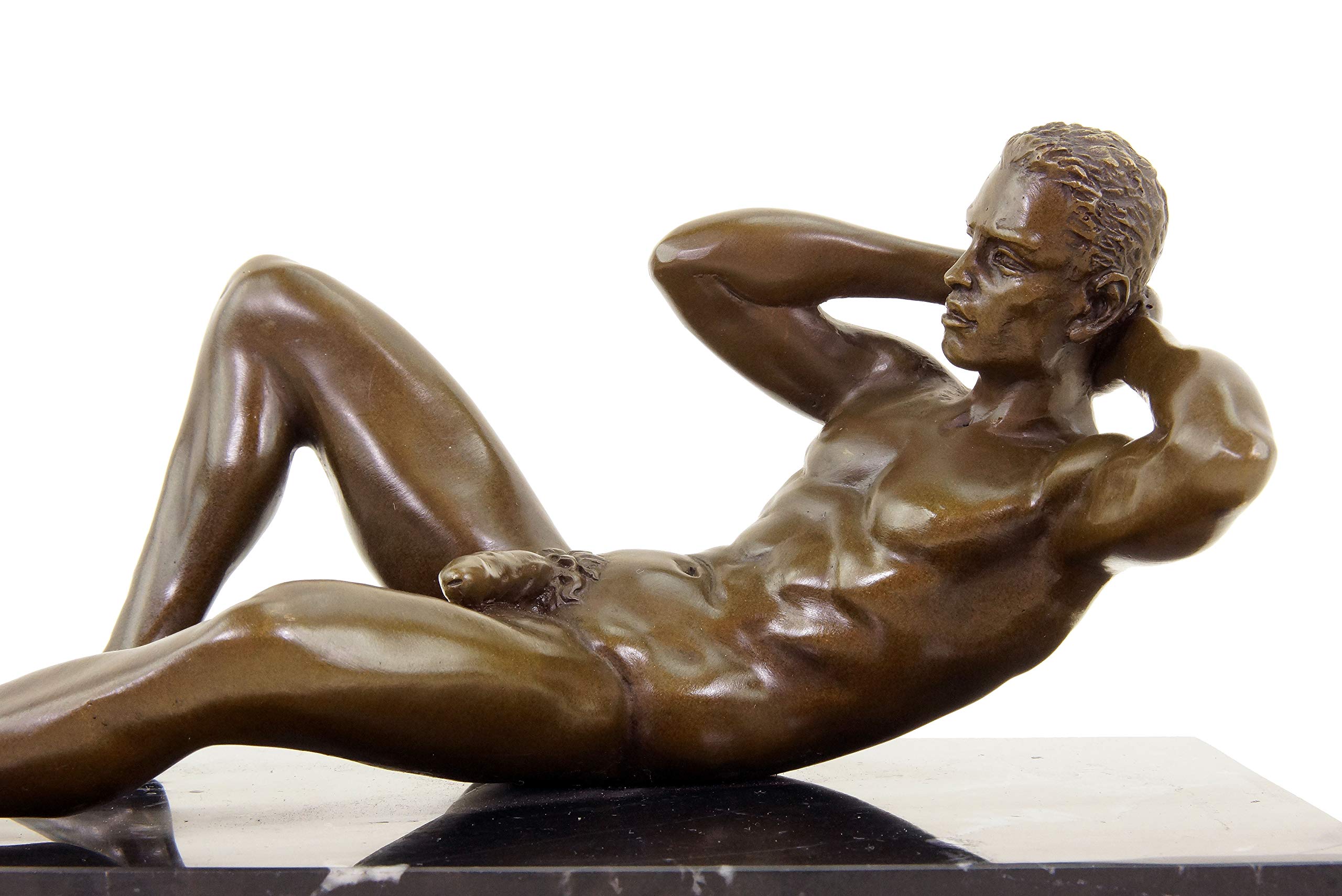 Kunst & Ambiente - Muskulöser Männerakt - Toyboy Eric - Gaybronze - signiert M.Nick - Homoerotische Statue - Deko Athlet - Turner - Höhe: 13 cm - Breite: 25 cm - Sexy Figur