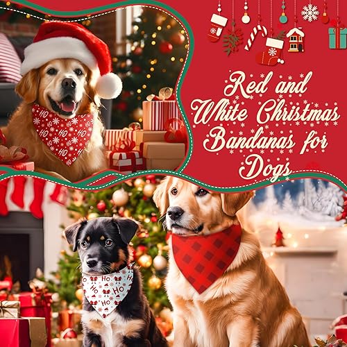 Miniatura 6 de Chunful 100 Piezas Bandanas Navideñas para Perros al Por Mayor Bandanas Rojas y Blancas de Navidad para Perros Bufanda Triangular Babero Pañuelo Set