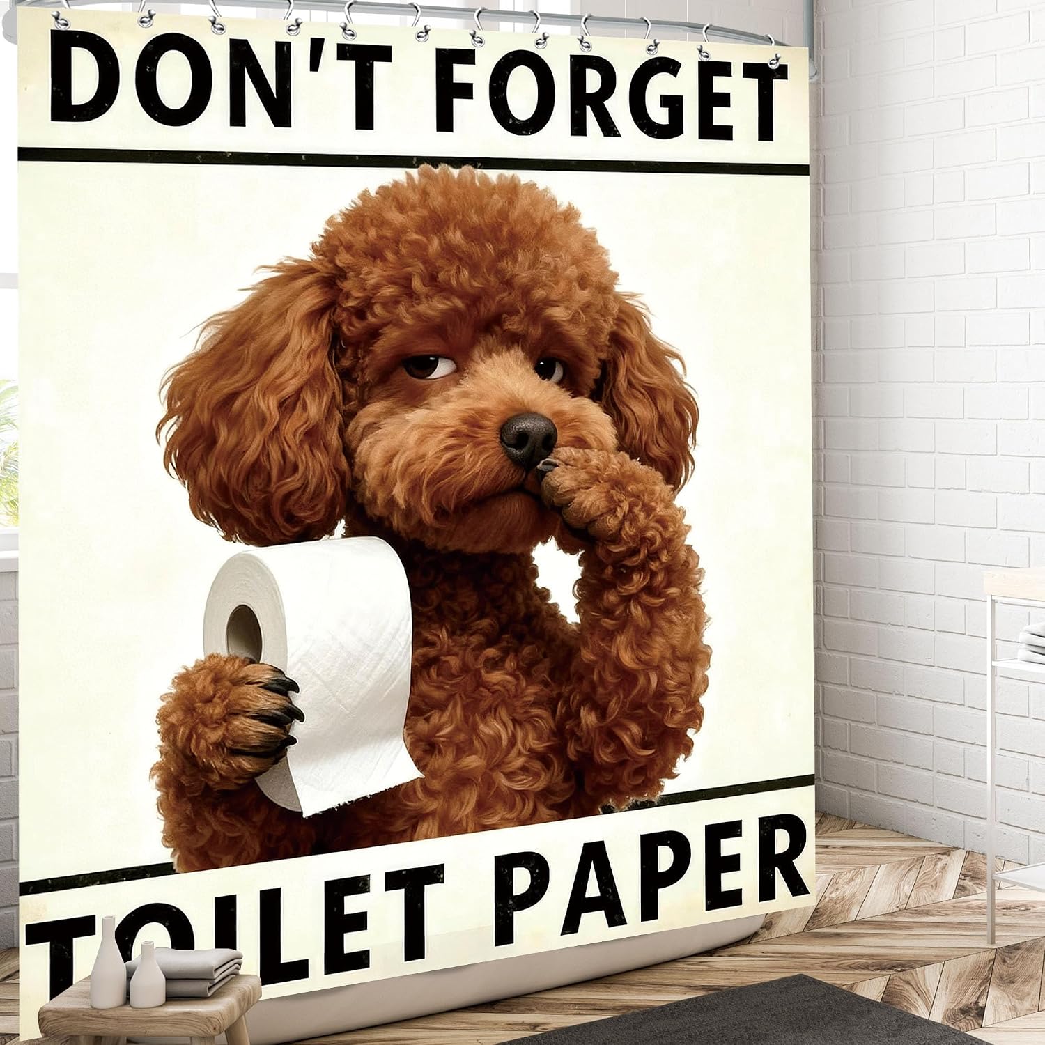 Funny Cute Dog Shower Curtain Fun Puppy Pet Doglover Kids Bathroom Decor image 3