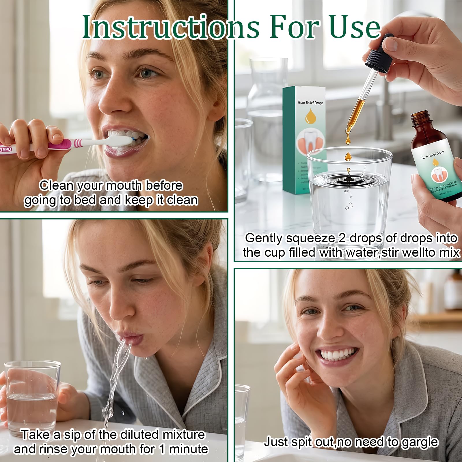 2 siero per gengive da 30 ml con spazzolino da denti, cura delicata della bocca quotidiana, sensazione di freschezza in bocca, facile da usare a casa e in viaggio