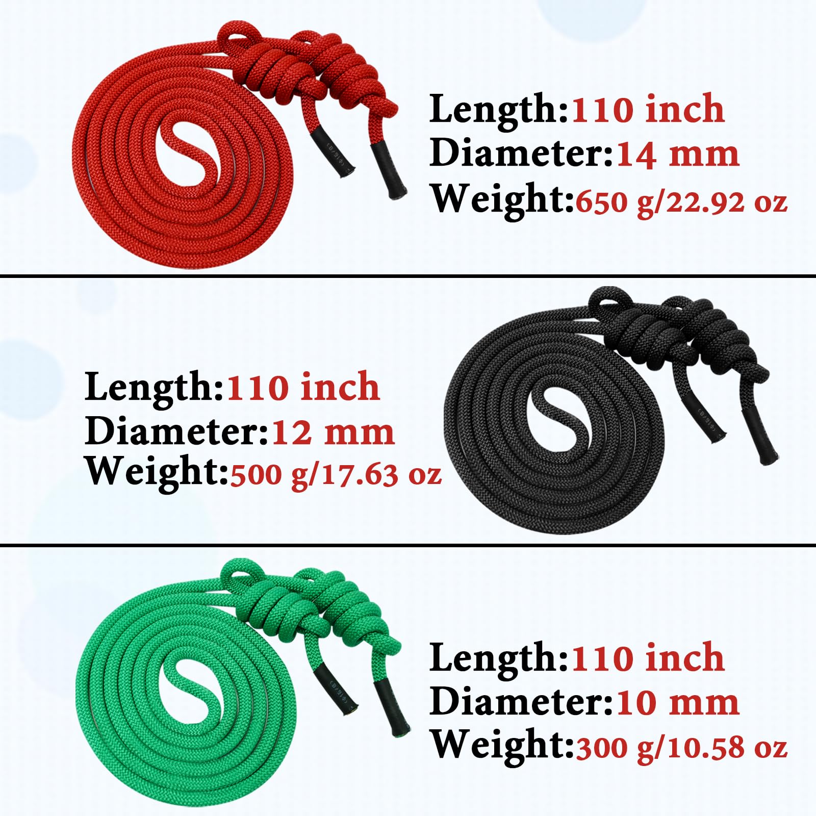 3 corde di flusso ponderate per esercizi a doppia treccia, corde per allenamento fitness, lunghezza regolabile, con borsa portaoggetti, per uomini e donne, corde da allenamento per casa, palestra,