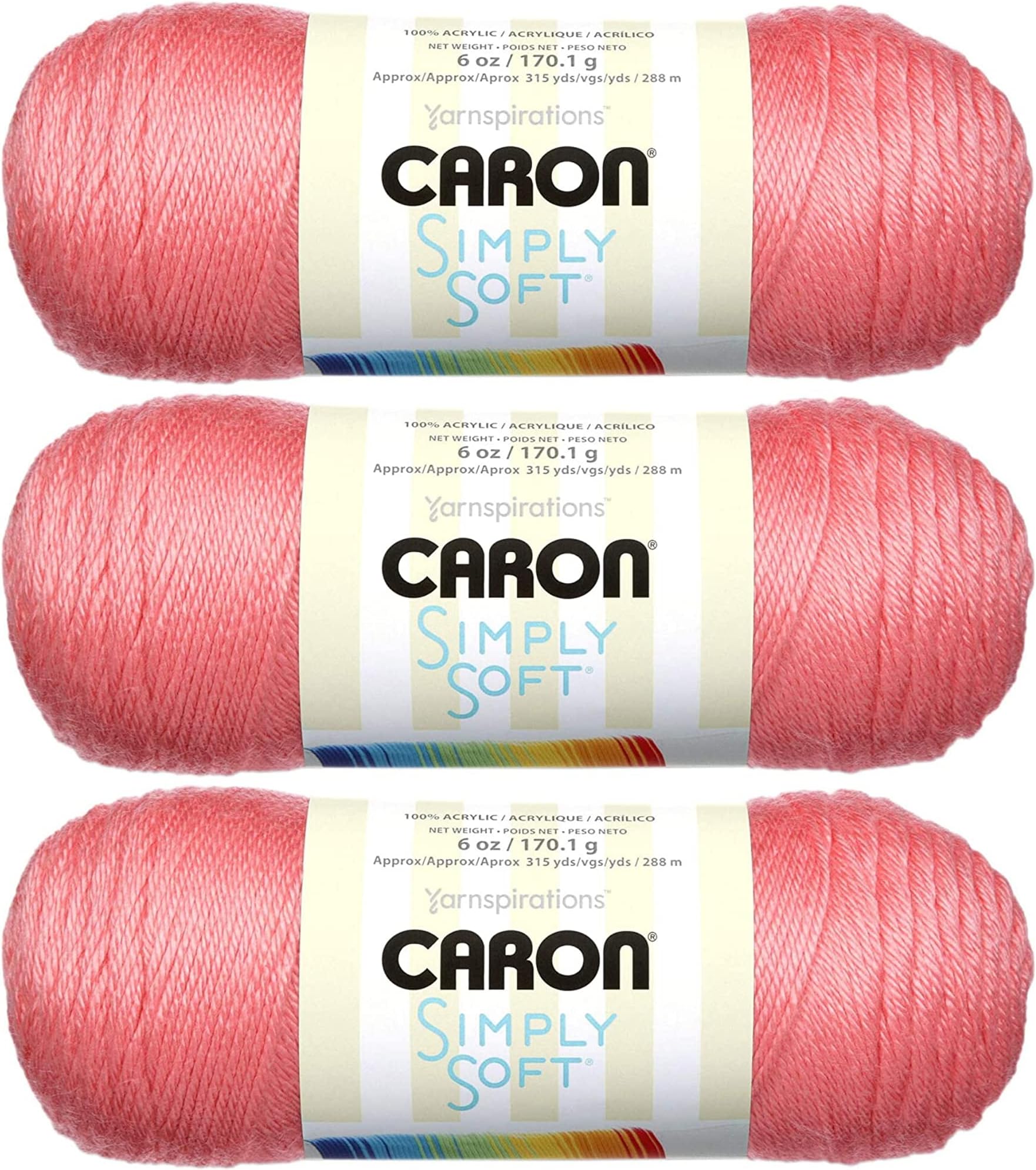Bulk Buy Simply Soft Collection Yarn (3-Pack) Strawberry H97COL-153