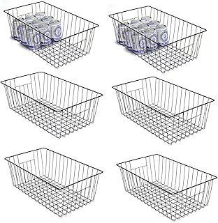 Freezer Organizer Bins, Upright Freezer Baskets for 16, 17, 21 cu.ft Standup Freezer, Durable Freezer Organizer Fully Use Space Improve Air Circulate, 6Pcs, Black