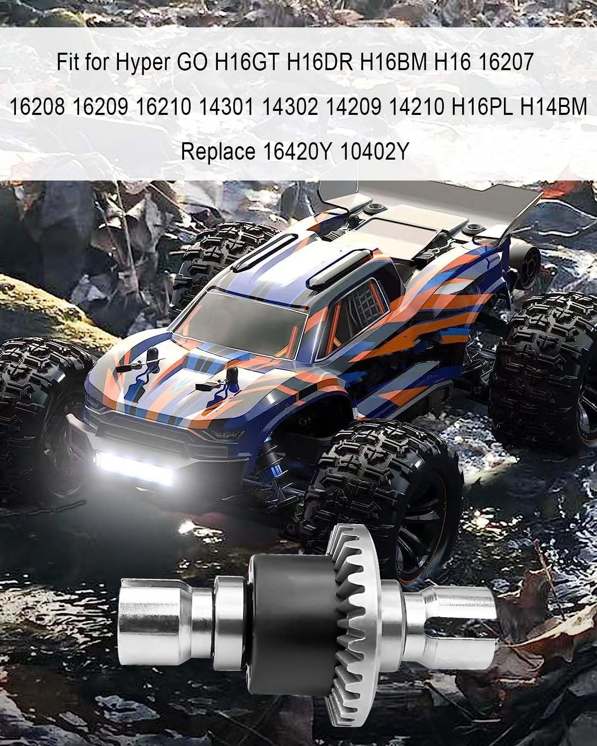 QAGGUM RC Car Differential and Differential Drive Gear Compatible with Hyper GO H16GT H16DR H16BM 1:16 1:14 Scale Replace 16420Y 10402Y Powder Metallurgy Material
