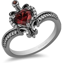 Enchanted Disney Fine Jewelry Evil Queen Diamond and Red Garnet Dagger Ring