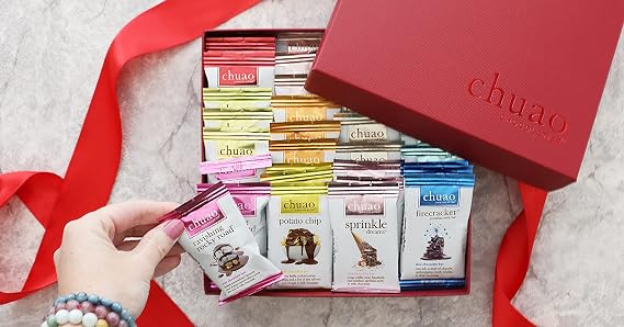 Chuao Chocolatier Share the Love Assorted Milk and Dark Mini Gourmet Chocolate Bars Gift Box | Sampler For Holiday, Birthday, Thank You, Corporate Gift Baskets | 36 Bars, 0.39 oz Each