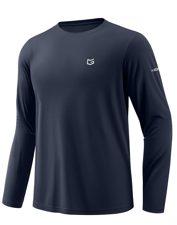 Men's Sun UPF 50+ Grid Swim Long Sleeve Rash Guard Shirts Navy Blue M by G Gradual - Used condition - US$18.99