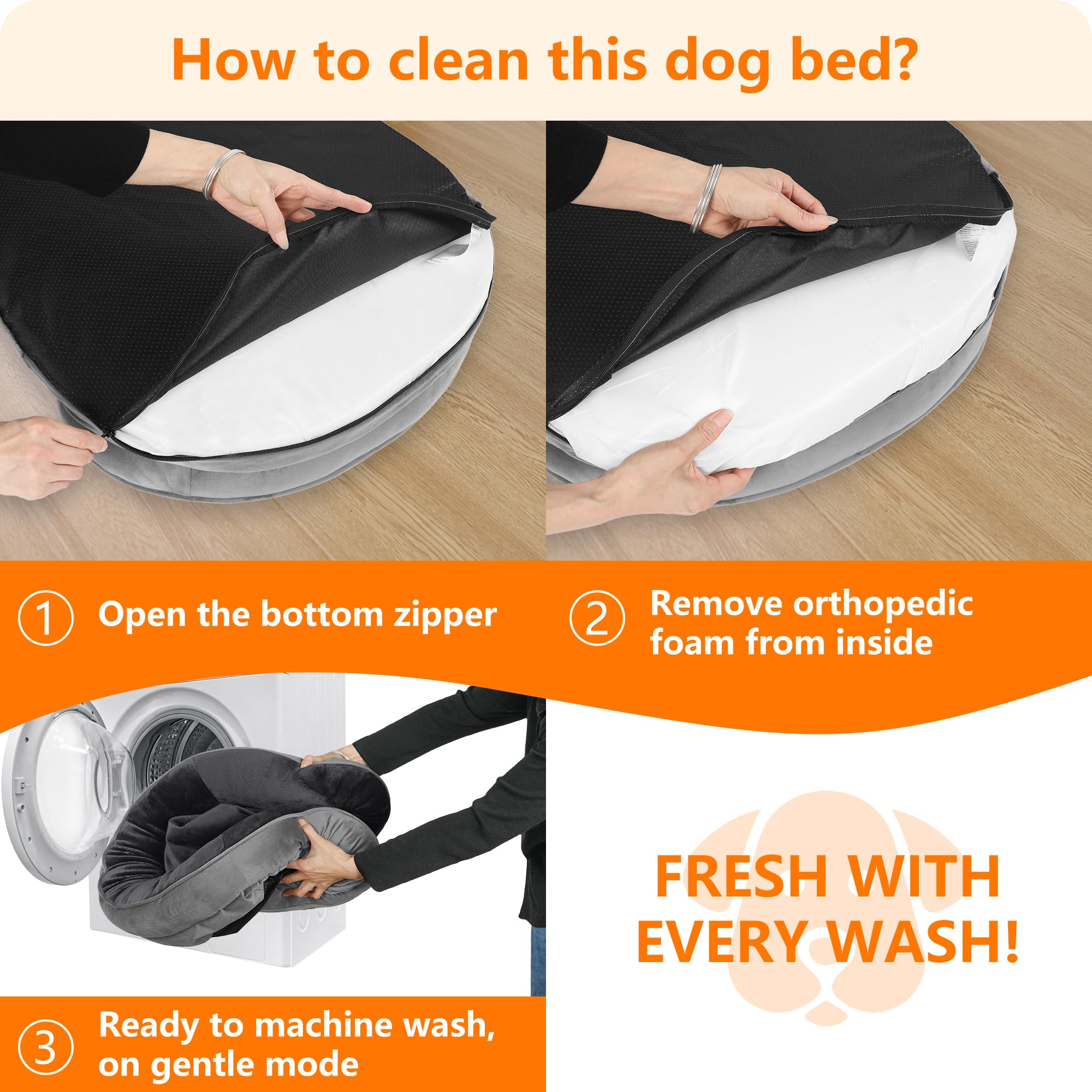 Dwanton Cama ortopédica para perros medianos, sofá impermeable con soporte de espuma de huevo, cama lavable para mascotas con cojín de refuerzo de cuatro lados, con funda extraíble y parte inferior