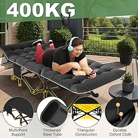 ABORON Heavy-Duty Folding Guest Bed for Adults, 500lb Capacity, Portable Extra Cot with 1207D Double Layer, Ideal for Indoor Guest Stays & Temporary Home Use