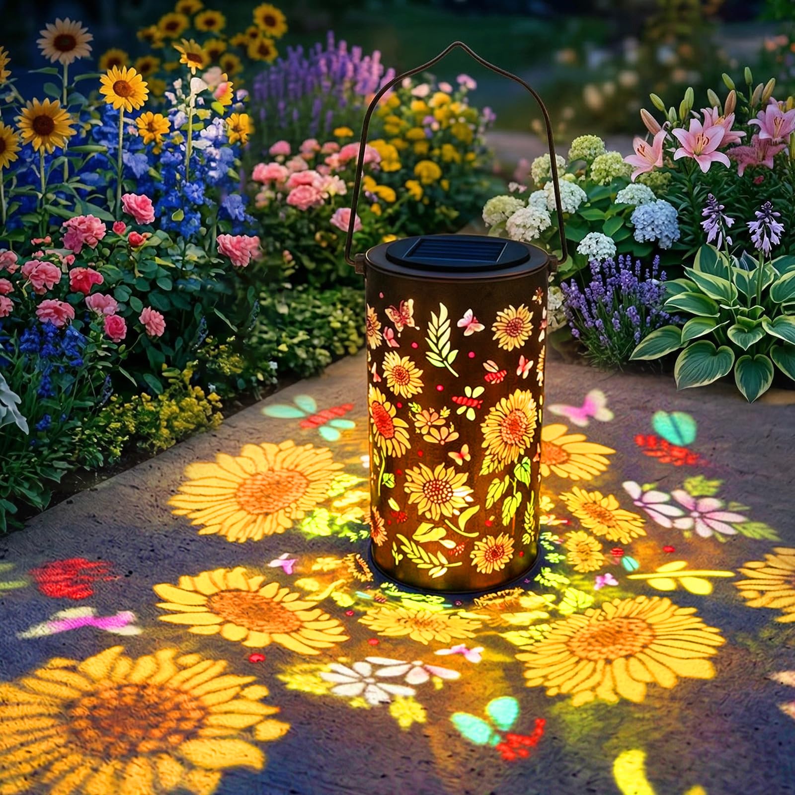Solar Hanging Garden Lights Artificial Sunflower LED Fairy String Lights