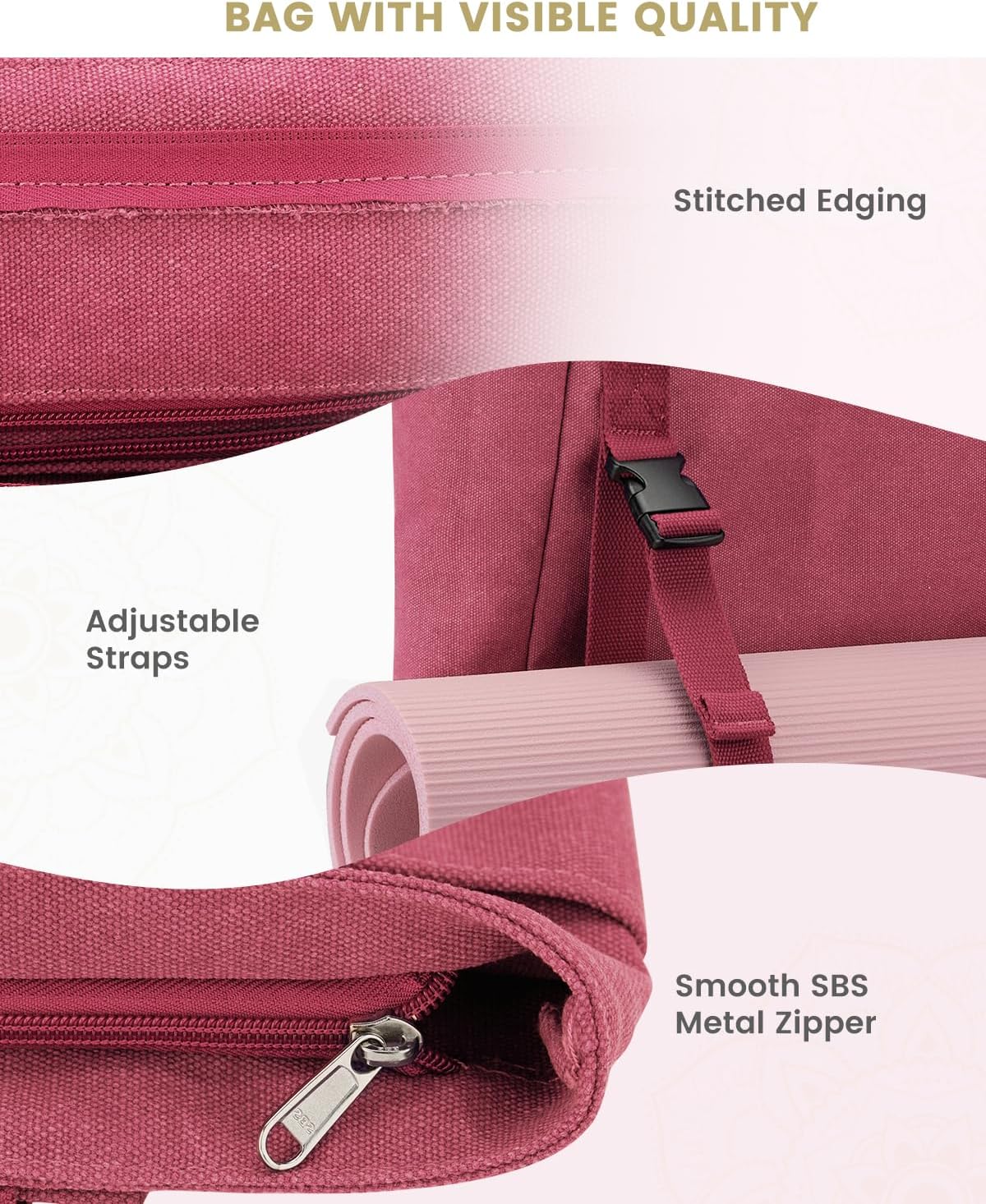 Gonex Yoga Mat Bag, Yoga Gym Bag Tote Bag with Multi Pockets For Women Men, Canvas Yoga Mat Carrier Take in Out Mat Easily For Pilates Travel Workout Office