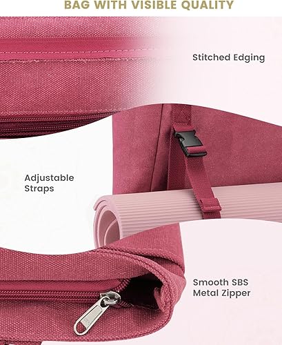 Miniatura 4 de Gonex Bolsa para esterilla de yoga, bolsa de gimnasio con múltiples bolsillos para mujeres y hombres, lona para esterilla de yoga fácil de llevar
