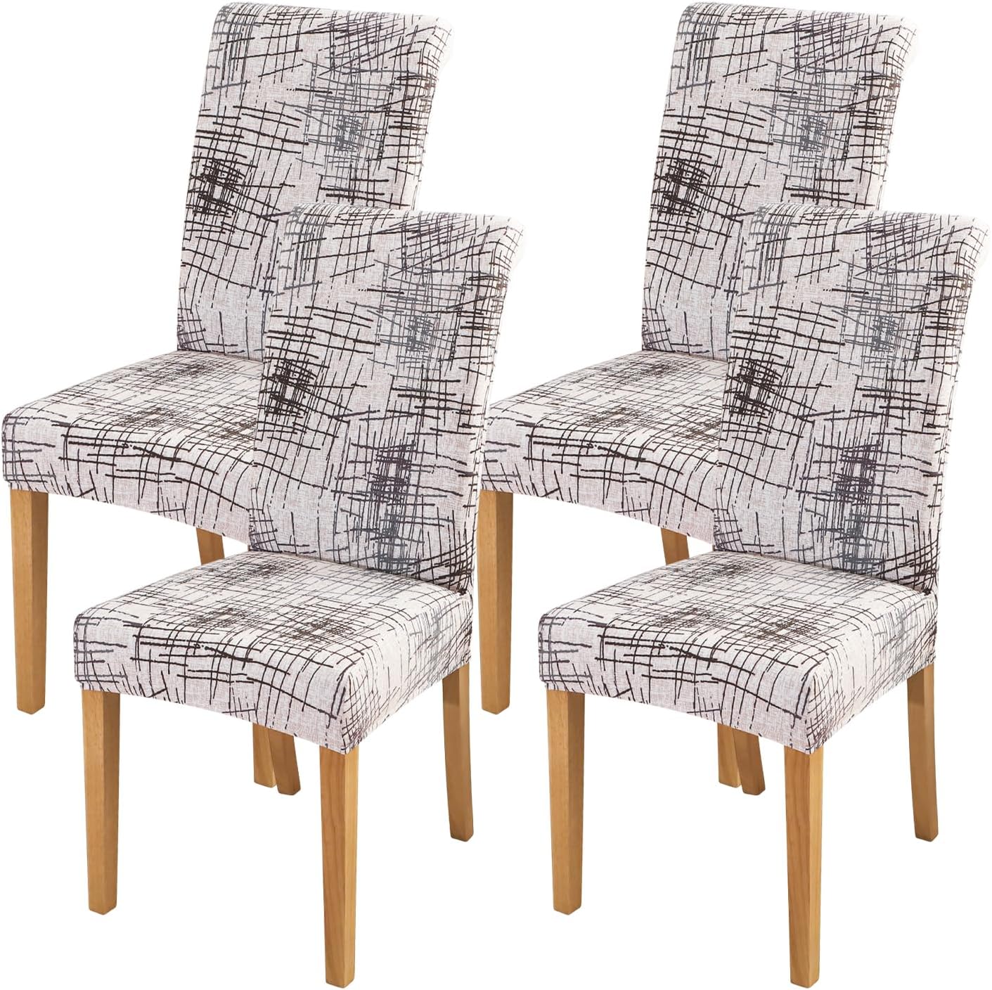 FORCHEER Chair Covers for Dining Chairs Set of 4,Beige Stretch Dining Room Chair Cover Kitchen Parsons Chair Slipcovers (Pack of 4, Beige)