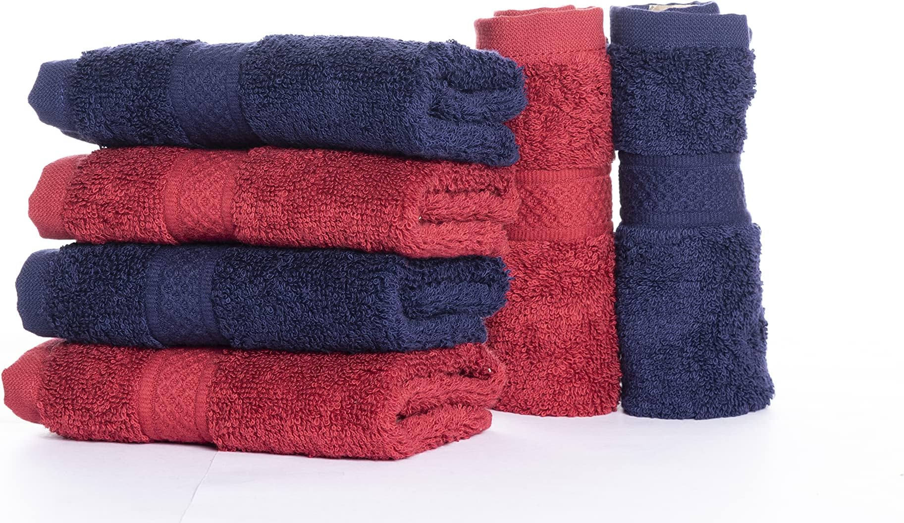 Wakefit Face Towel | 500 GSM | Gym Towel for Men Workout, Towel Set, Face Towel for Women, Small Towels for Face & Hand, Set of 6 Terry 100% Cotton Soft (Chilli Pepper, Navy Blue)
