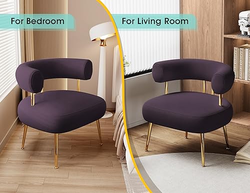 Miniatura 23 de Silla decorativa de Sherpa Boucle de mediados de siglo, silla redonda tapizada con brazo de barril para espacios pequeños, sofá de esquina lateral