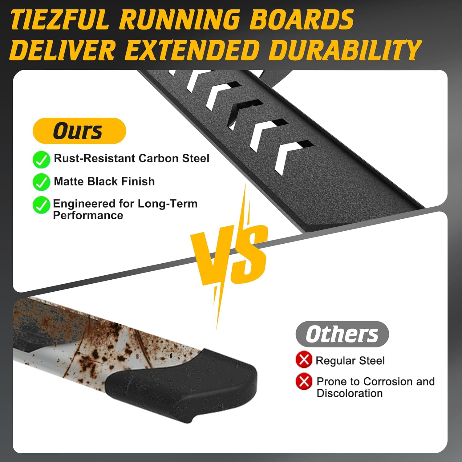 Running Boards Compatible with Rivian R1T 2022 2023 2024, 5.8 Inches Wide Extended Side Bars Modified Slip Proof Heavy Duty Carbon Steel Side Steps Nerf Bars Car Accessories, Black