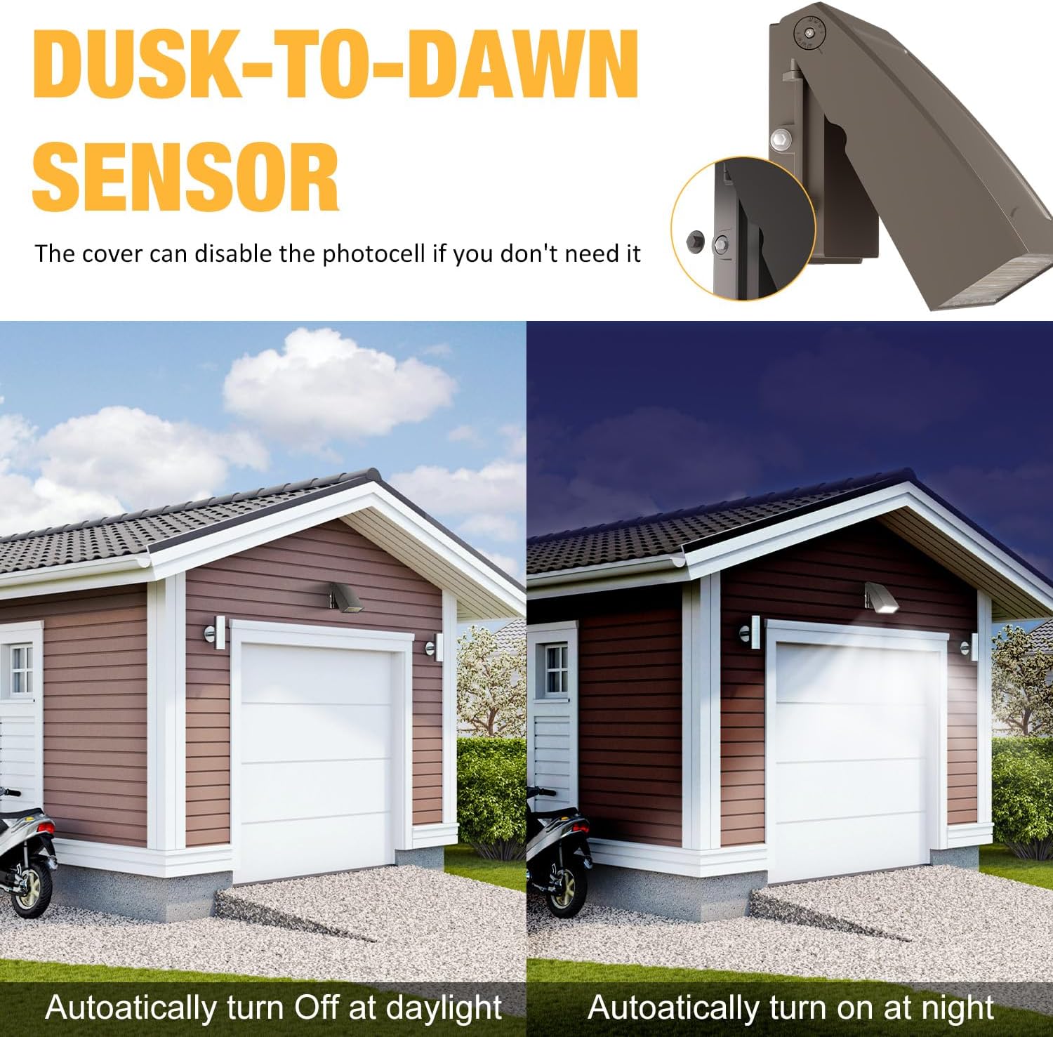 100W LED Wall Pack with Dusk to Dawn Sensor, 14000LM, 5000K Daylight, 100-277Vac 90° Adjustable Full Cut-Off Wall Pack Light, Waterproof Outdoor Security Lighting for Barn Warehouse, UL Listed, 1 Pack