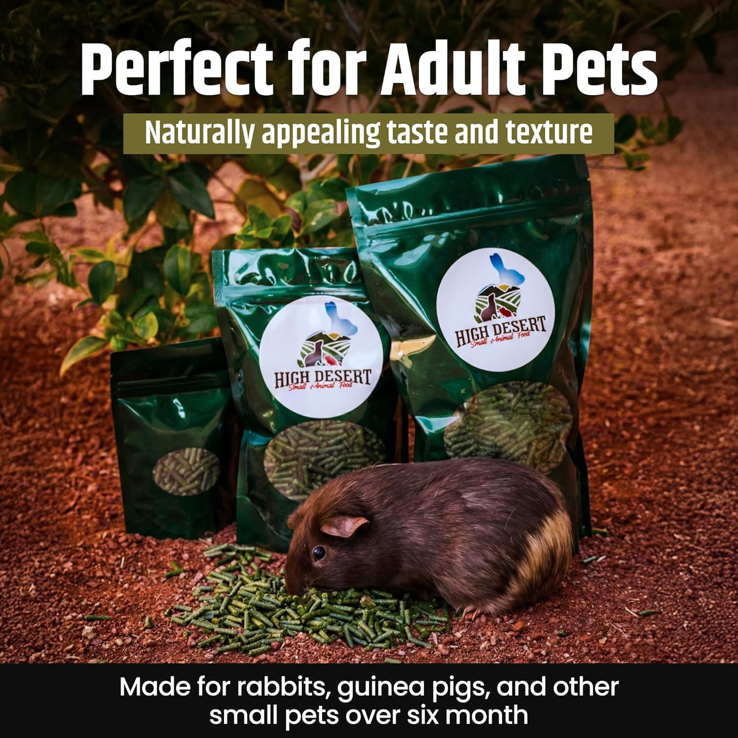 High Desert Timothy Hay Pellets for Small Pets, Natural Timothy Pellets for Daily Feeding, Rabbits, Chinchillas and Guinea Pigs Food, Balanced Fiber for Digestive Health, Small Pet Supplies, 63 oz Bag