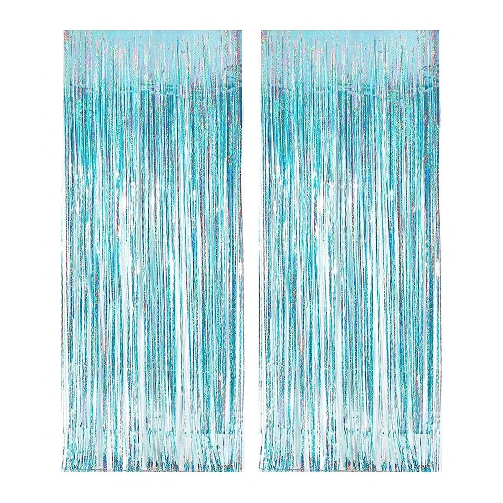 Rideau à Franges en Aluminium Rideau de guirlandes en Feuille métallique, 2 pièces, décoration de fête d'anniversaire de Mariage for Fille, Fond à Pampilles(Blue2)