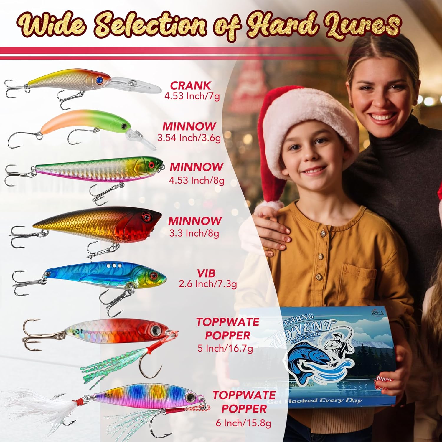 2025 Fishing Advent Calendar Christmas Countdown – 24+1 Lures Set with Mystery Surprise – Fishing Gift for Adults,Men, Boys, Teen and Fishermen - Image 4