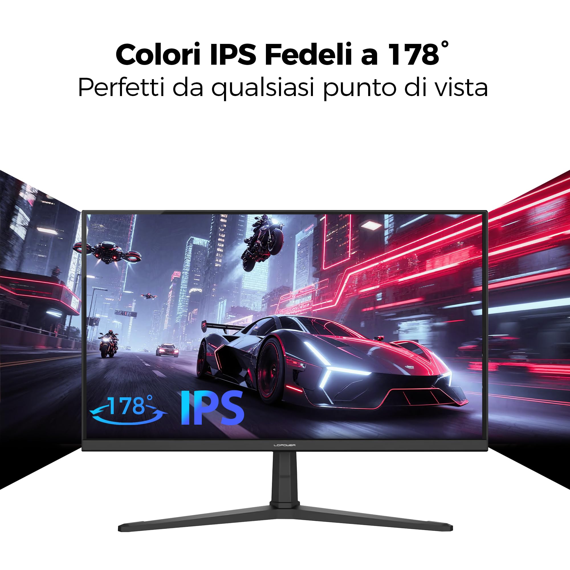 LC-Power Monitor Gaming 24 (23.8 Pollici) IPS FHD 1920x1080, 144Hz 1ms MPRT, DisplayPort 1.4, HDMI 2.0, VESA 100x100, Nero con Cavo HDMI Incluso
