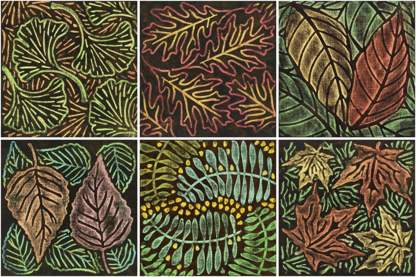 Artist's Paintstiks Rubbing Plates 6/Pkg.Leaves