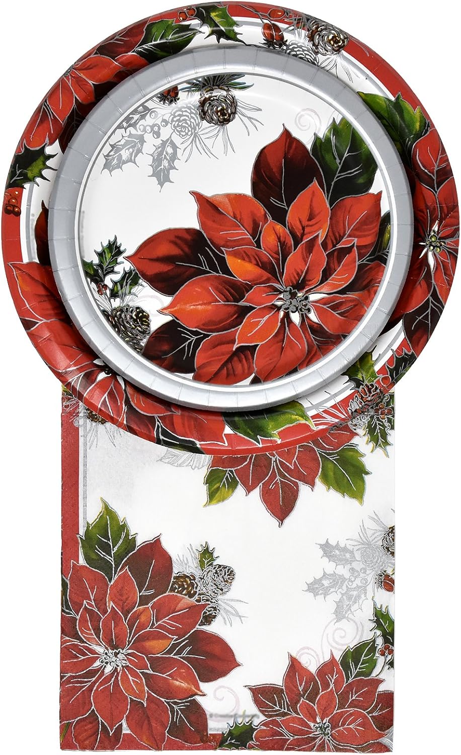 Up To 40% OFF Christmas Plates and Napkins Set Serves 50 Includes 50 Paper Dinner Plates 50 Dessert Plates and 100 Luncheon Napkins for Christmas Party Holiday Disposable Dinnerware Tableware Pack Made in USA