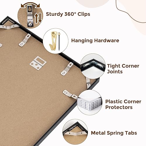 Miniatura 573 de Fun Memories Portarretratos de metal de 16 x 20 pulgadas con paspartú de 11 x 14 pulgadas, acabado de aluminio cepillado, parte delantera de vidrio