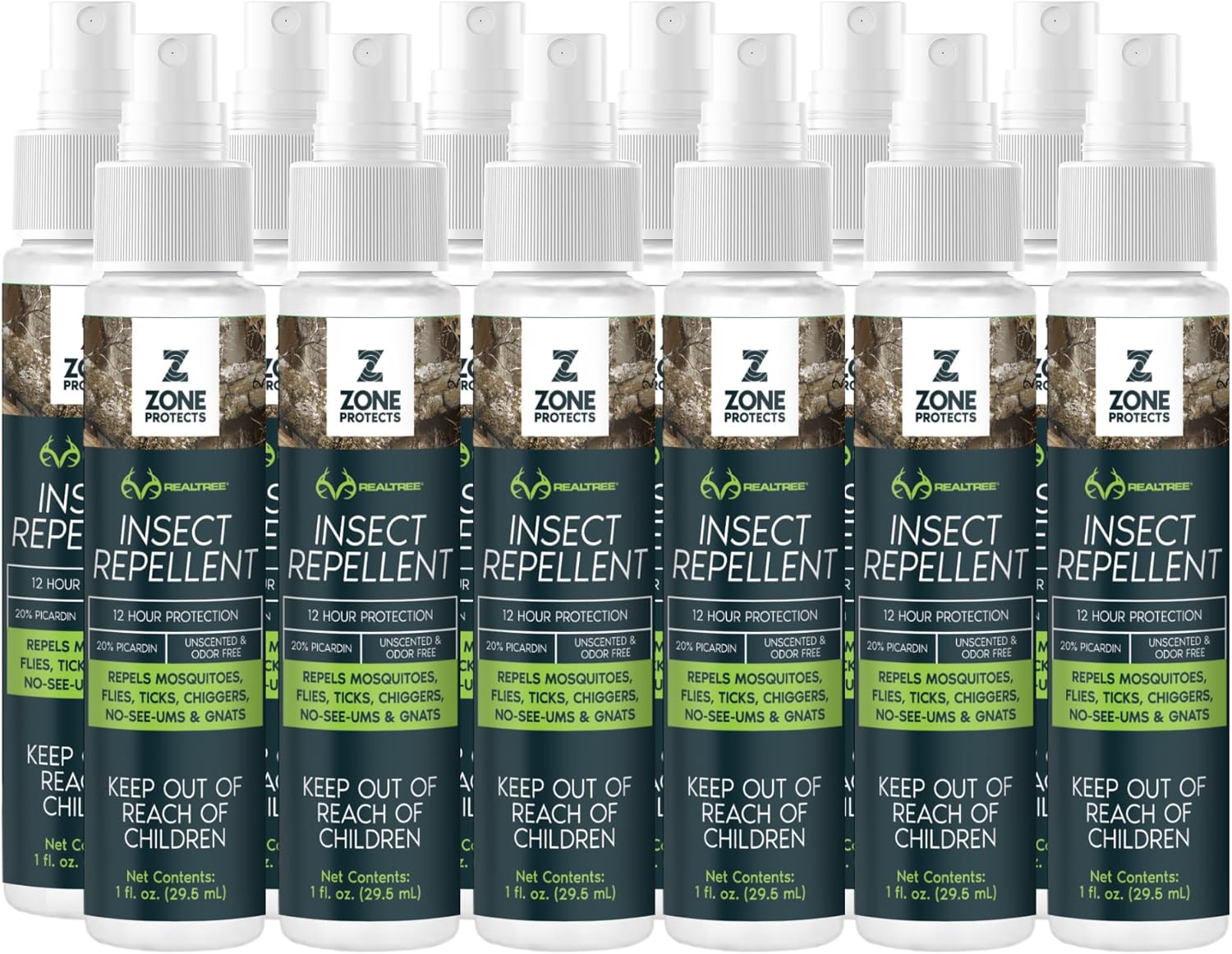 Zone Realtree Picaridin Insect Repellent 1oz Master Case; Unscented 12-hr Proven Protection; Mosquitoes, Ticks, Gnats, Chiggers