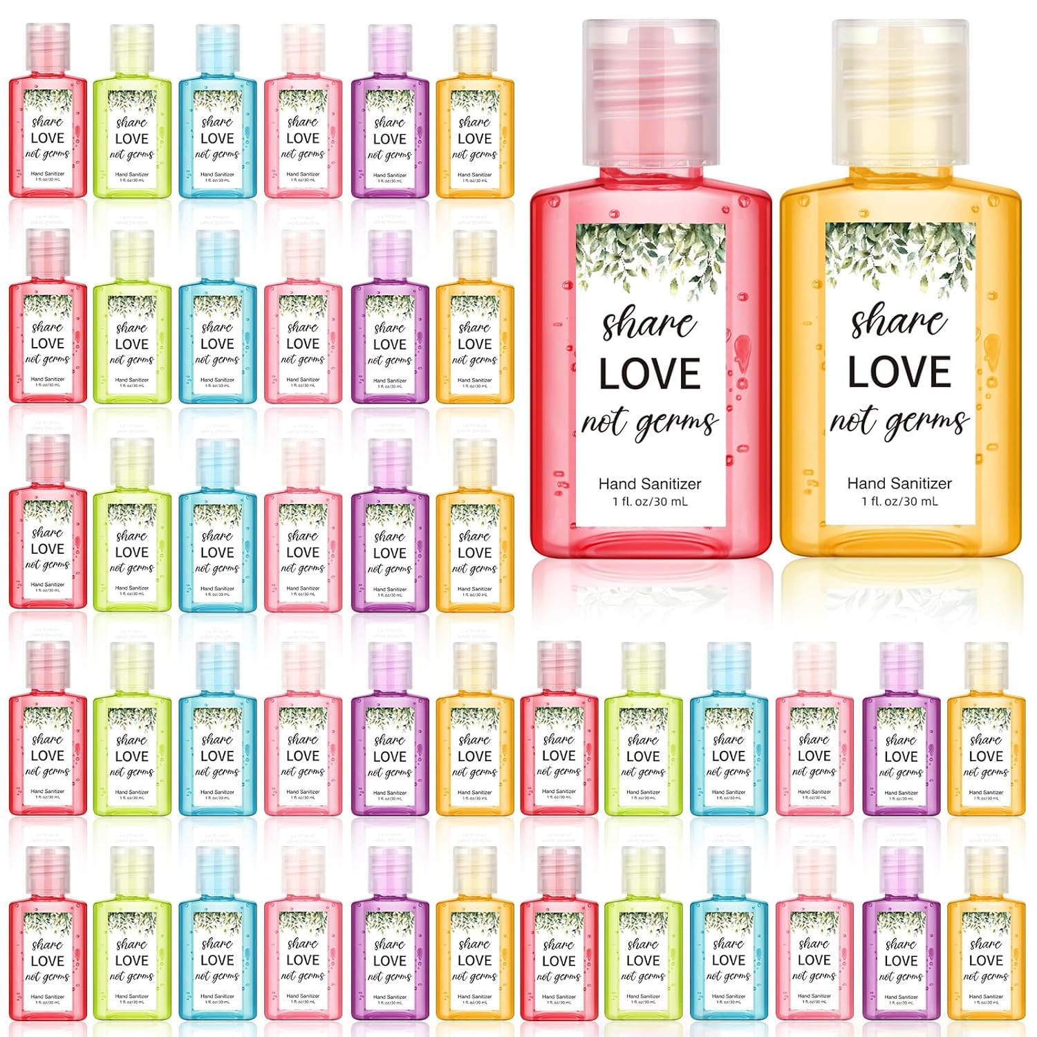 Frienda 24 Pack Wedding Favor Mini Hand Sanitizer Bulk Travel Size 1oz Bridal Shower Favor Share Love Not Germs Scented Hand Sanitizer Greenery Thank You Gifts for Guest Baby Shower Mother Party