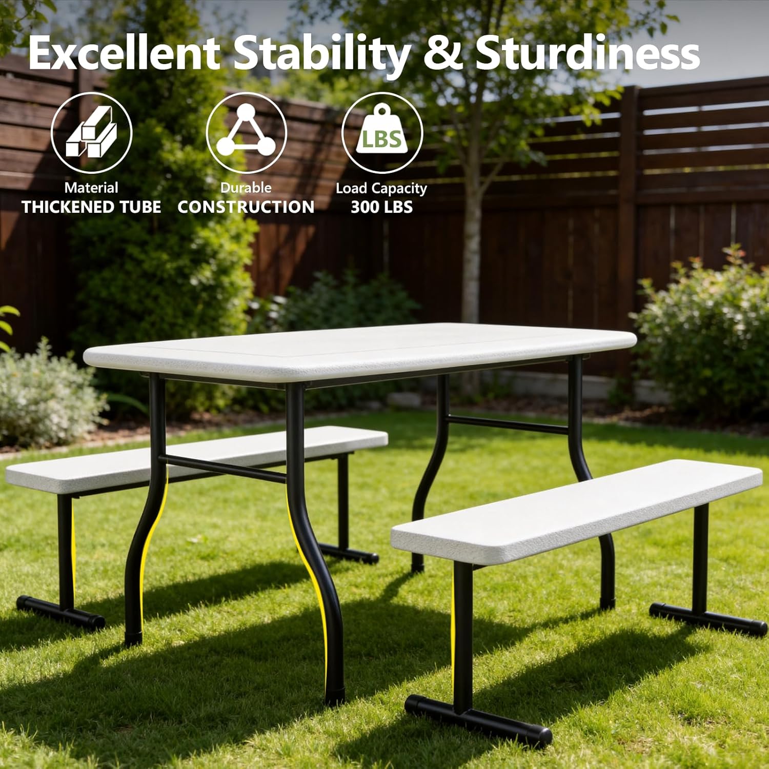 Kids Picnic Table with Benches, 38" Outdoor Toddler Table Set for 4 Children, Heavy Duty HDPE Play Table, 300LBS Capacity, Kids patio table and Chairs for Backyard, Park, Garden, Crafting and Indoor