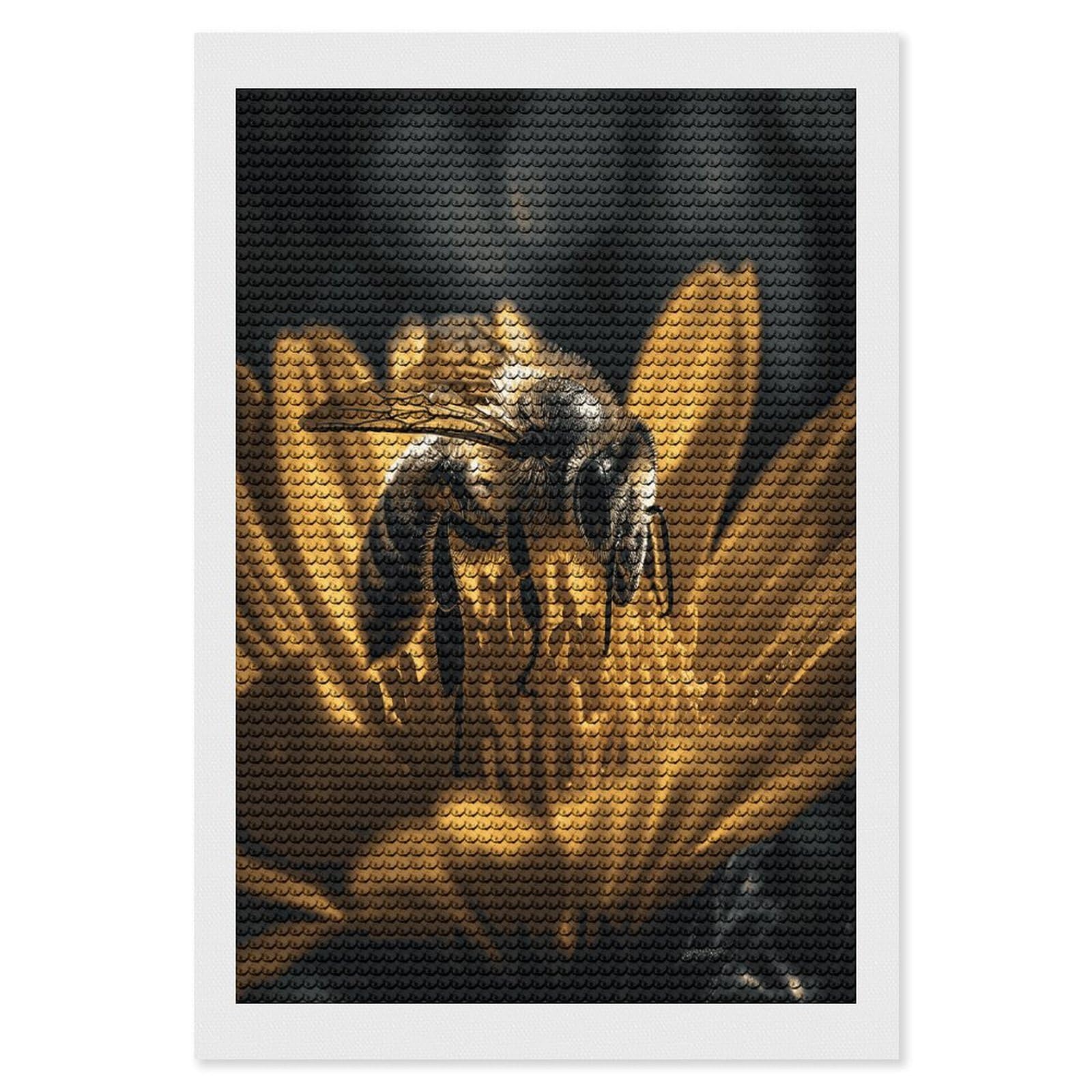 FekiLoot Serious Bee Diamond Art Kits for Adults Diamond Painting Kits for Beginners DIY Diamond Art Kits Round Full Drill Diamond Dot Gem Painting for Home Wall Decor Gift 8"x12"