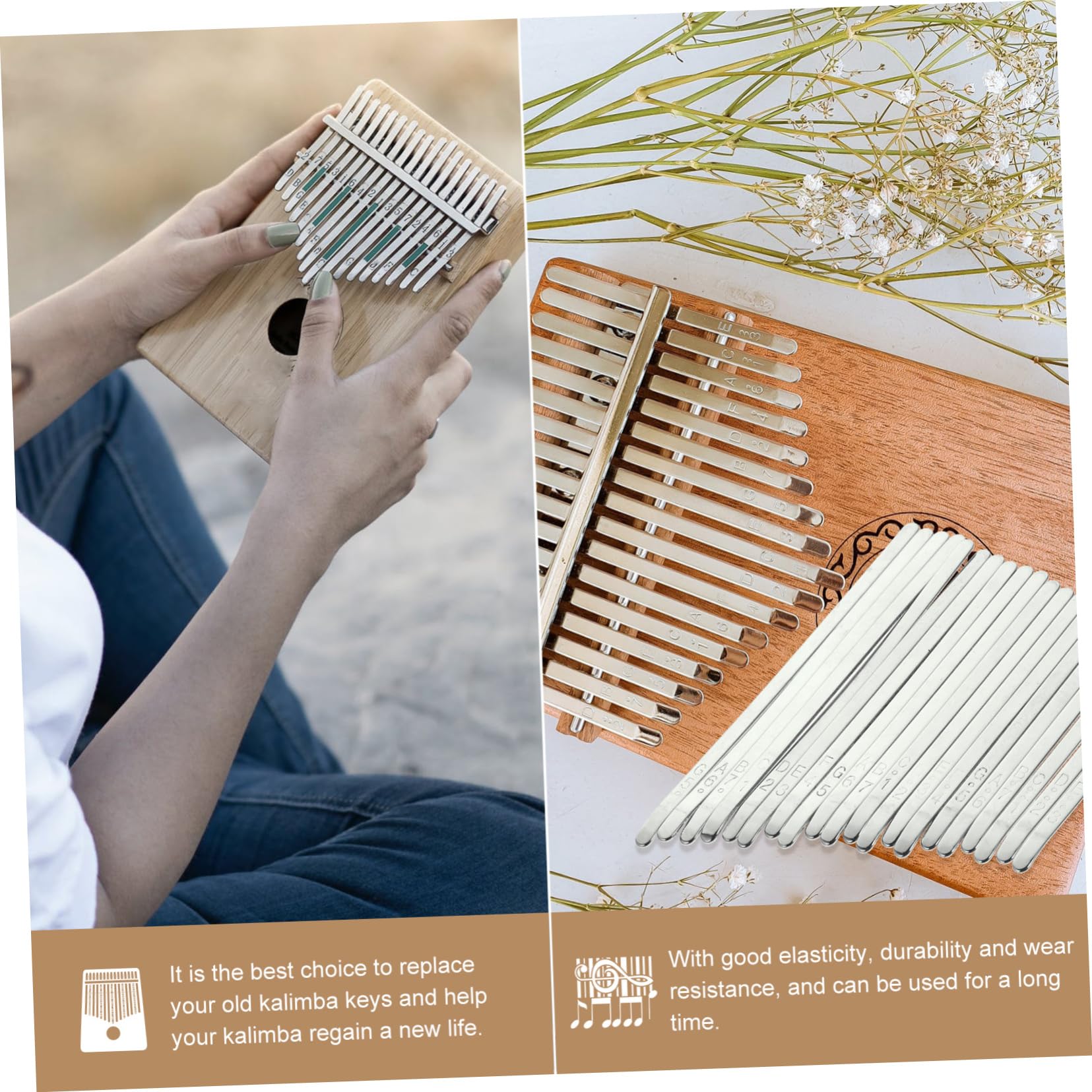 HEMOTON Kalimba Accessories Kit 20 Notes Tuning Hammer Replacement Screws Sleepers Tuning Tool Set