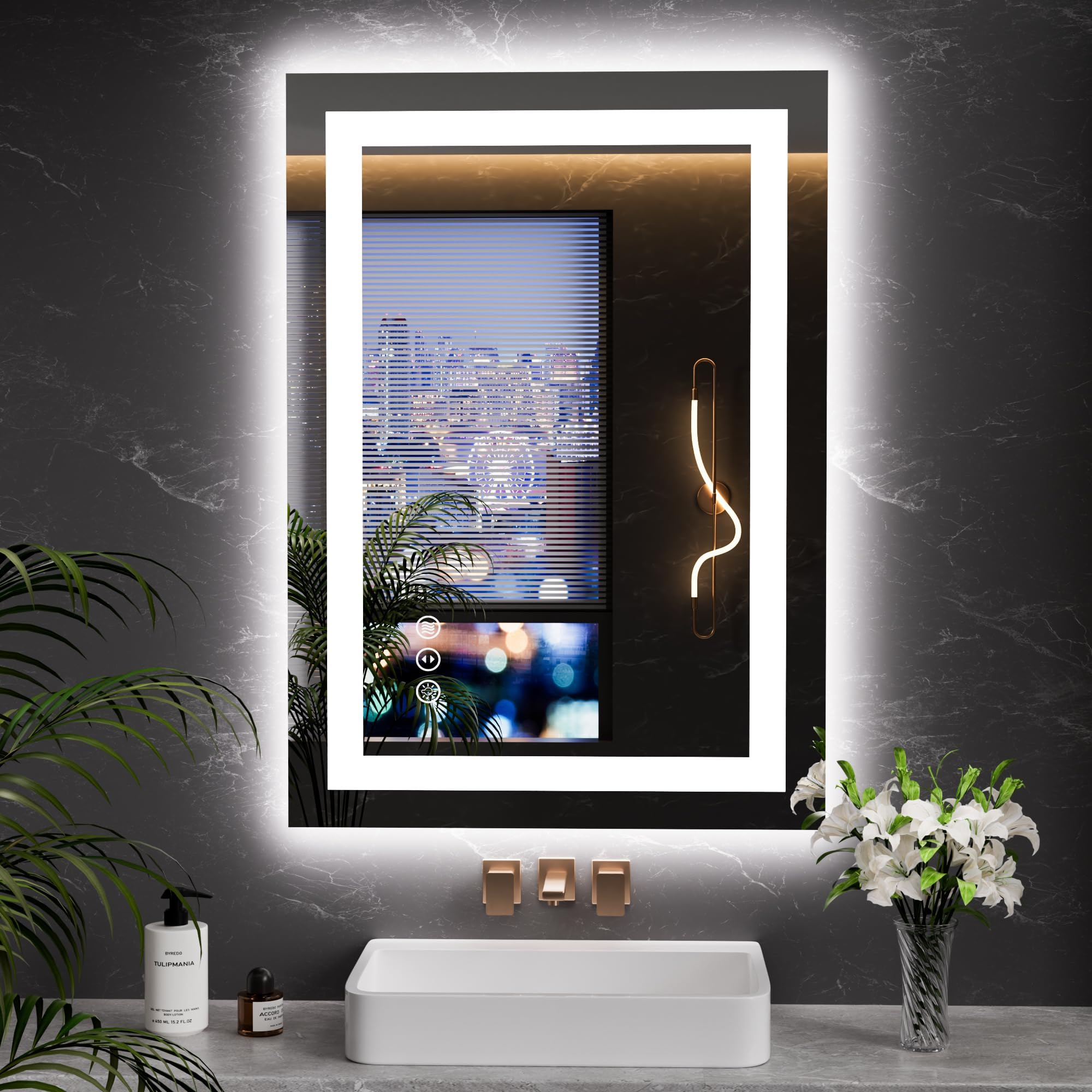 LOAAO 20"x28" LED Mirror for Bathroom, Lighted Bathroom Mirror with Lights, Anti-Fog, Dimmable, Memory Function, Clear Reflection