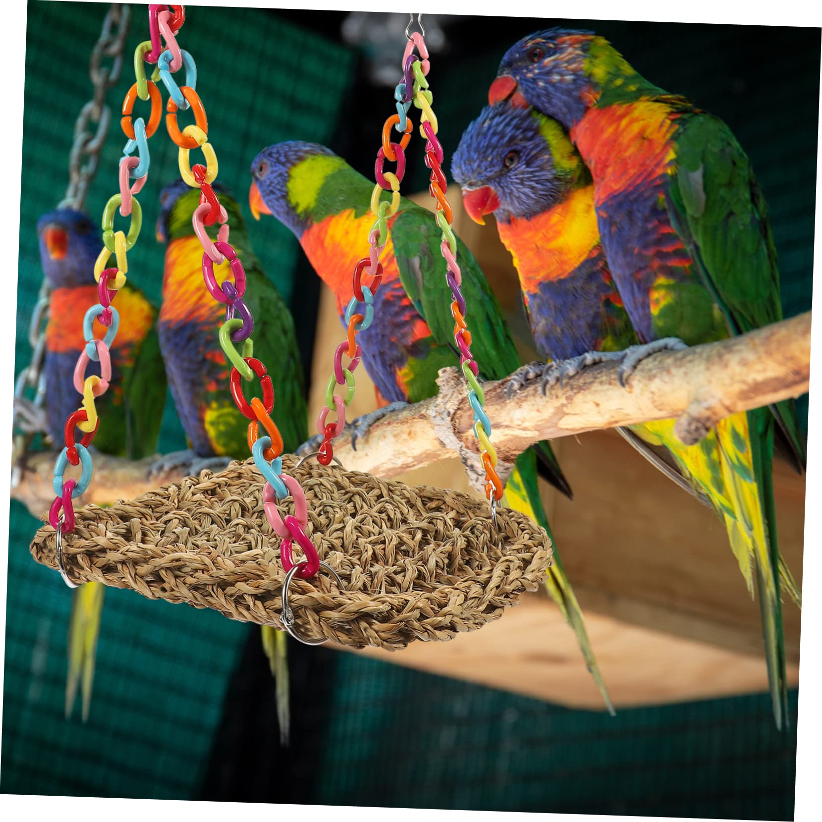 WOONEKY 3 Pièces Hamac en Paille Jouet à mâcher Perroquet Jouet calopsitte Perruche Jouet balançoire Suspendu nid d'oiseau de Jardin nid d'oiseau Suspendu Cage à Oiseaux tissée Acrylique