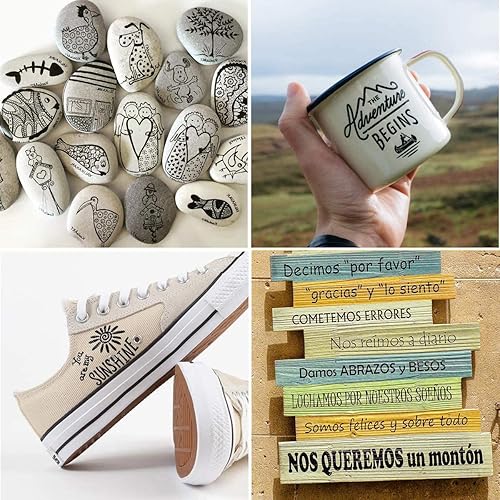 Miniatura 4 de Marcadores de pintura negra, paquete de 12 bolígrafos de pintura a base de aceite impermeables de secado rápido y permanentes, marcadores para