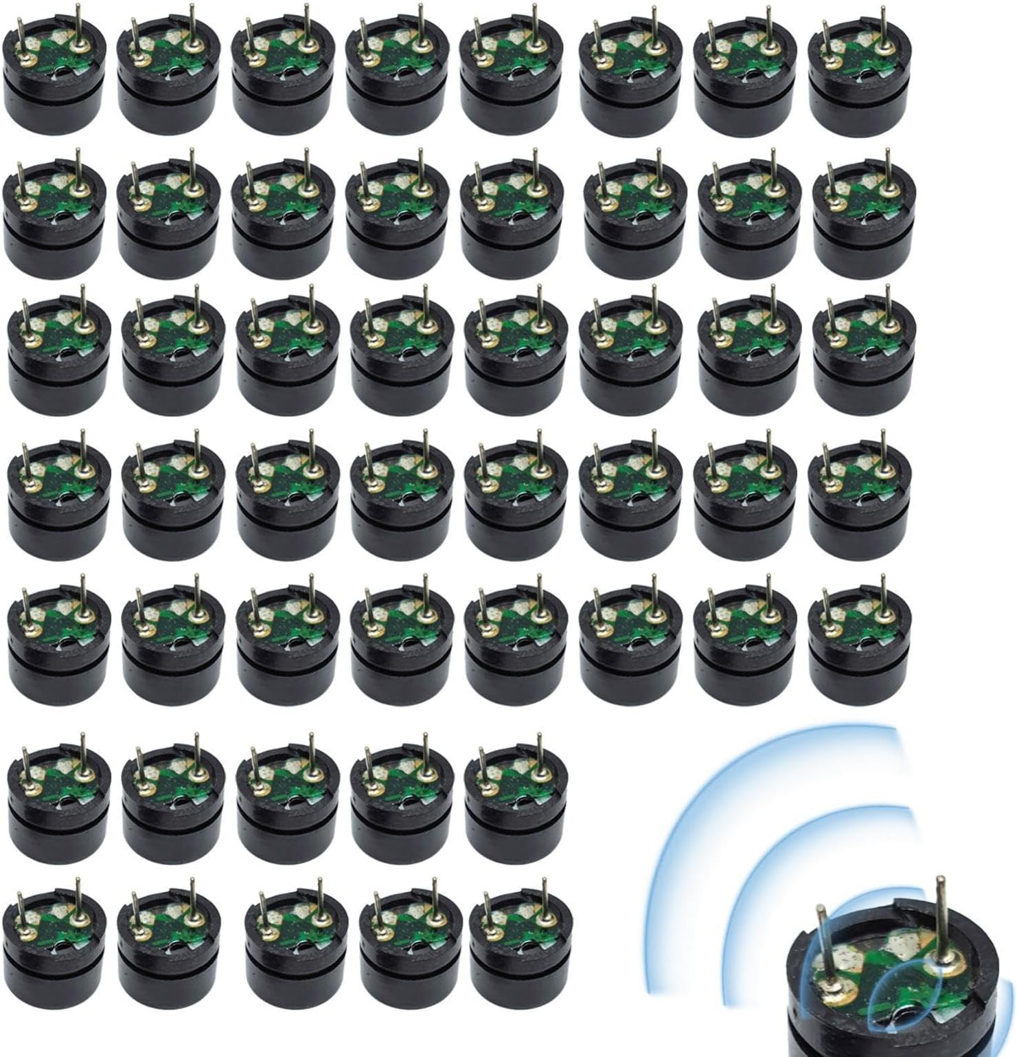 Electromagnetic Piezo Buzzer, 12V Piezo Speakers - 50pcs Electromagnetic AC 2kHz Piezo Buzzer, Speaker, 5V 12V, Easy Installation, Portable Passive Buzzer for Prints