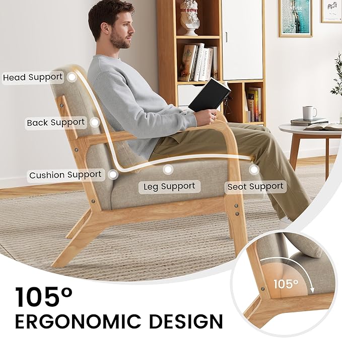 Sillón Moderno Tapizado con Cojín, para Living miniatura 5