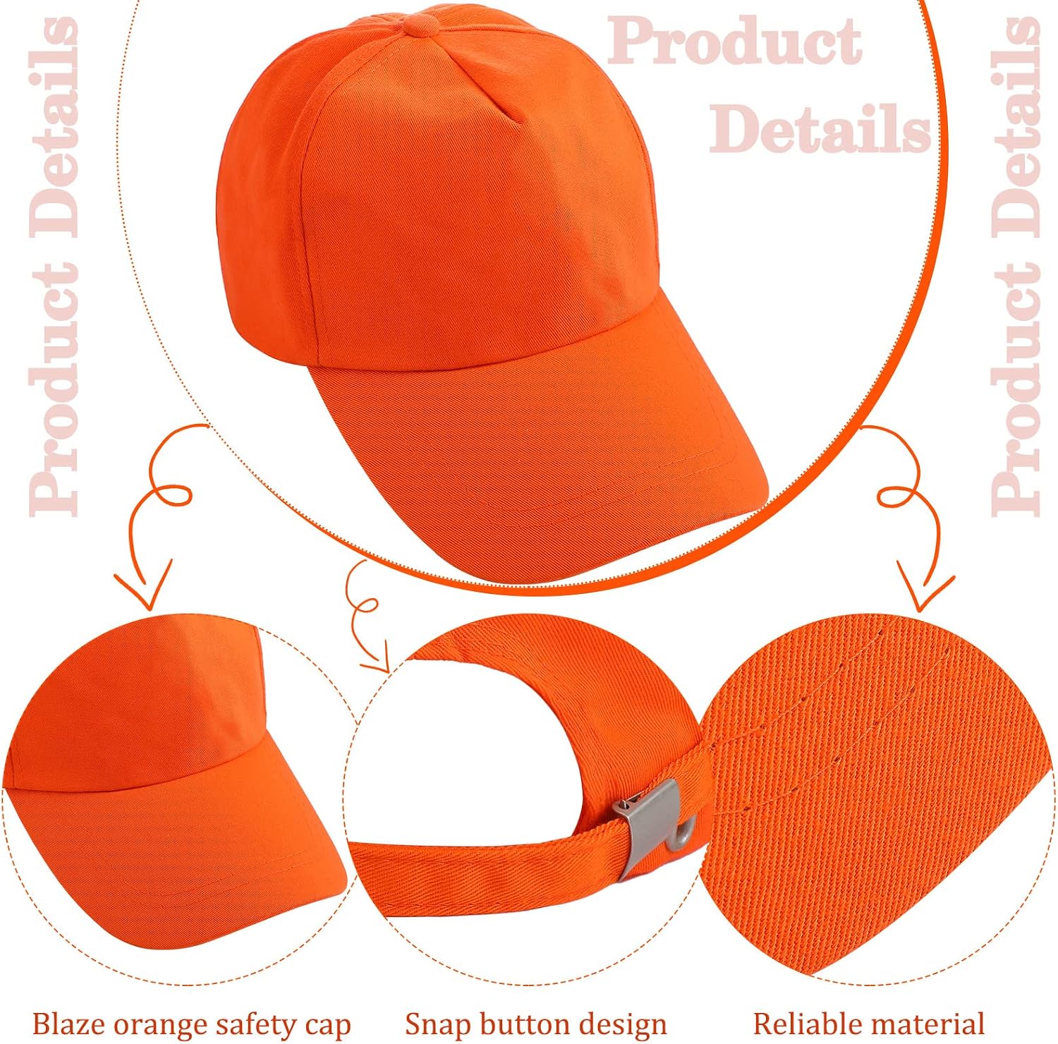 Chuarry 6Pcs Blaze Orange Hunting Vest Cap Set, High Visibility Safety Gear image 3
