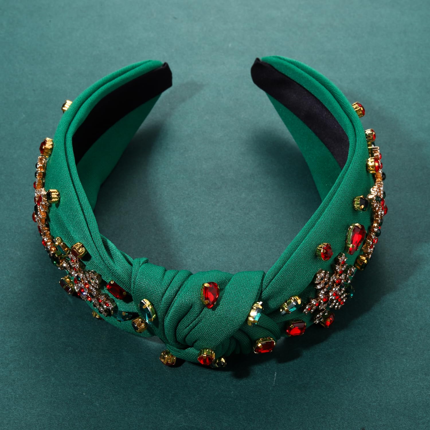 Christmas Headband for Women Jeweled Xmas Snowflake Headband Embellished Crystal Pearl Knotted Headbands Wide Top Knot Holiday Hairband Christmas Hair Accessories Festive Outfits Gifts (Snowflake 1) - Image 5