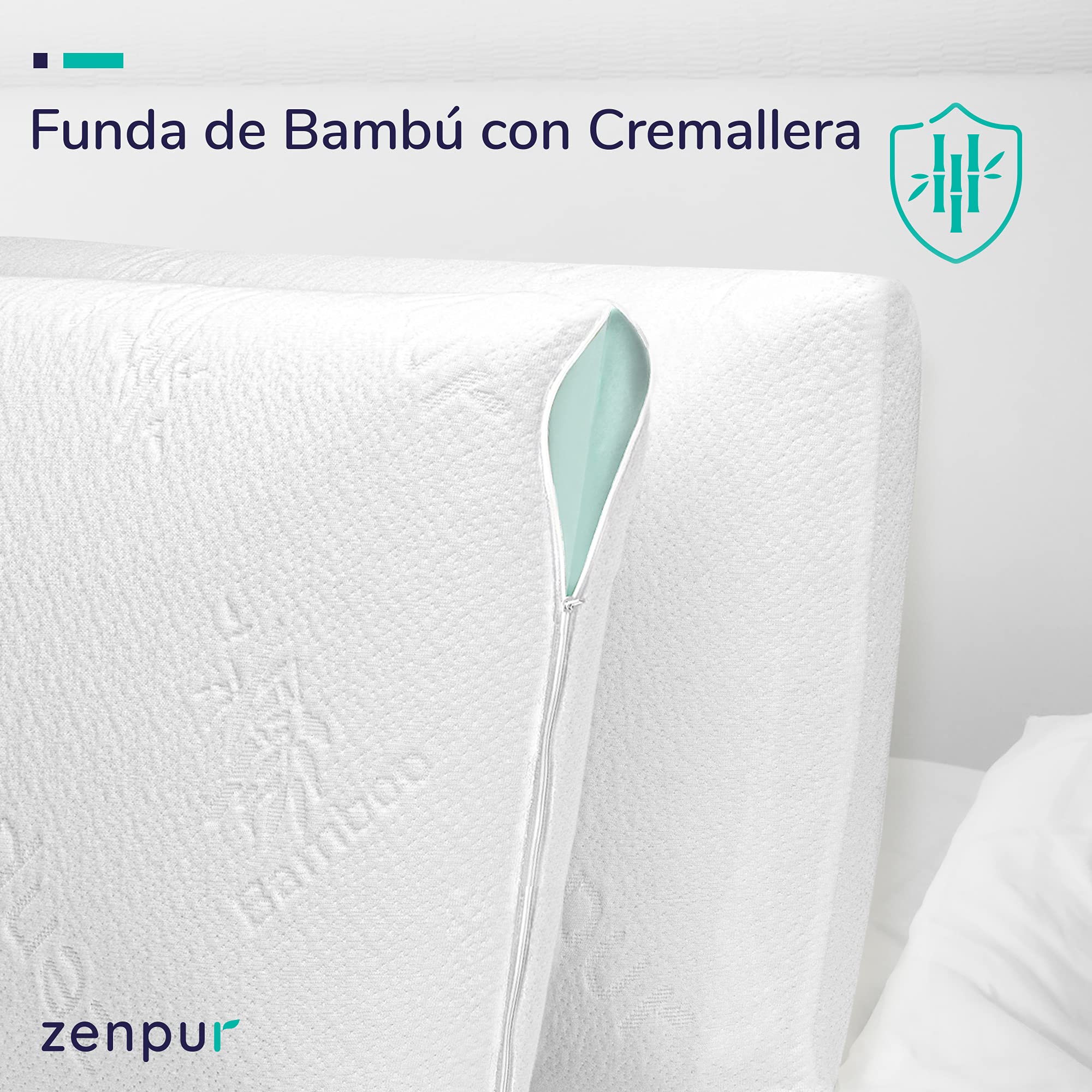 ZenPur Almohada Viscoelastica, Almohada Ortopédica con Funda de Bambú Fabricada en la EU, 2-Pack, Almohada Cervical Ideal para Dormir de Lado y para una Alineación Óptima de Cuello, Hombros y Columna
