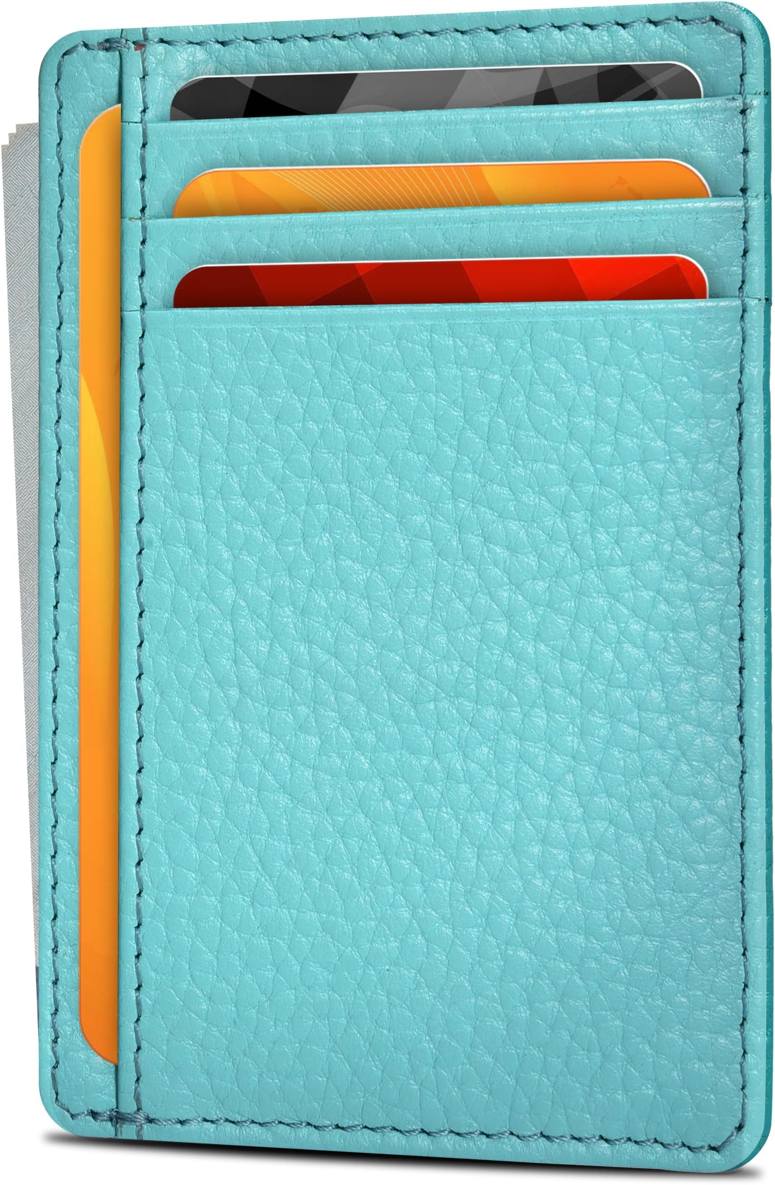 Oak Leathers Leather Slim Minimalist Wallet for Men & Women RFID Front Pocket Leather Card Holder Wallets (Light green)