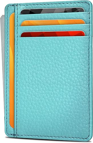 Cartera minimalista de cuero para hombres y mujeres RFID bolsillo frontal de cuero tarjetero carteras