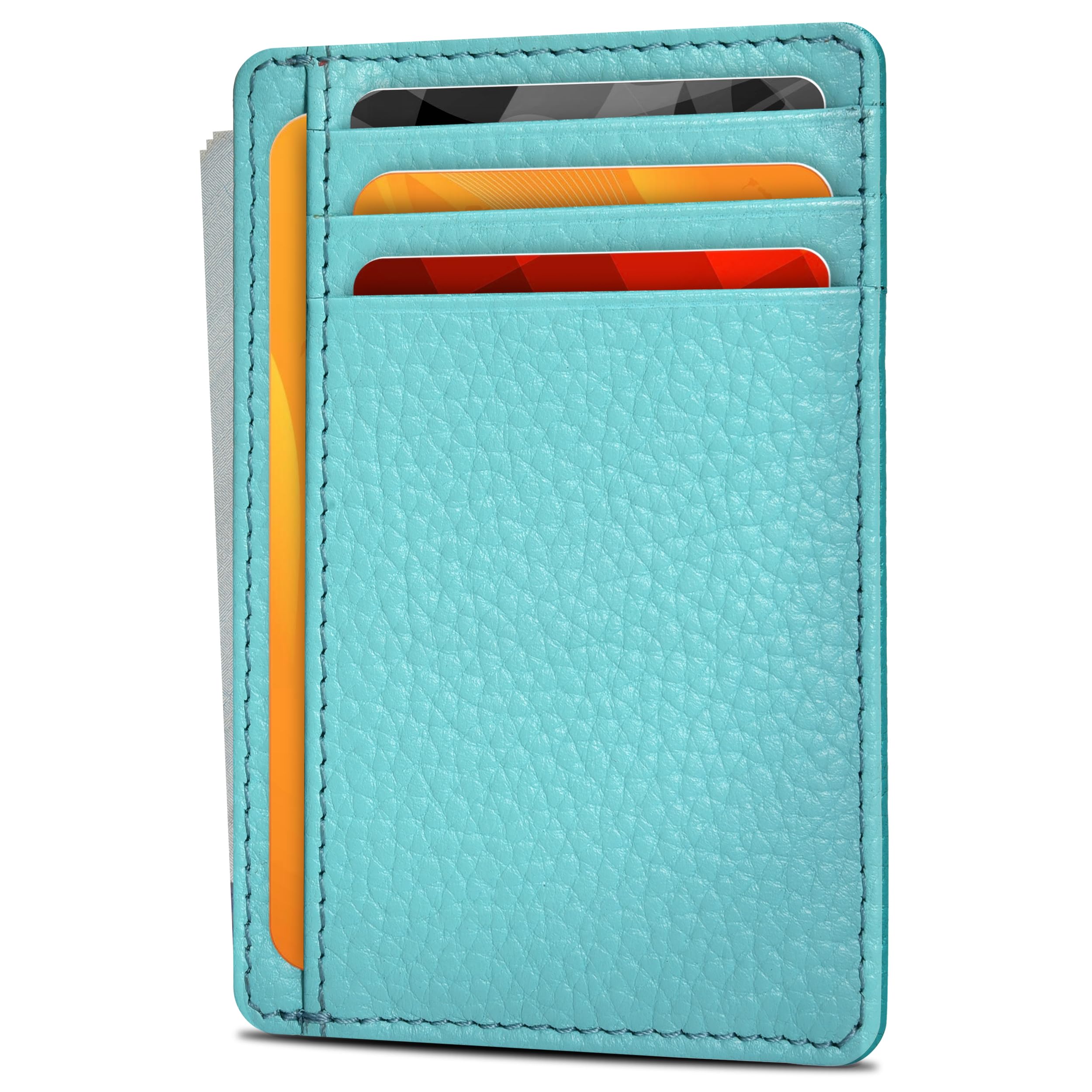 Clifton Heritage Leather Wallet for Men & Women - RFID Blocking Slim Design Front Pocket Minimalist Wallet (Small, Turkish Blue Floater)