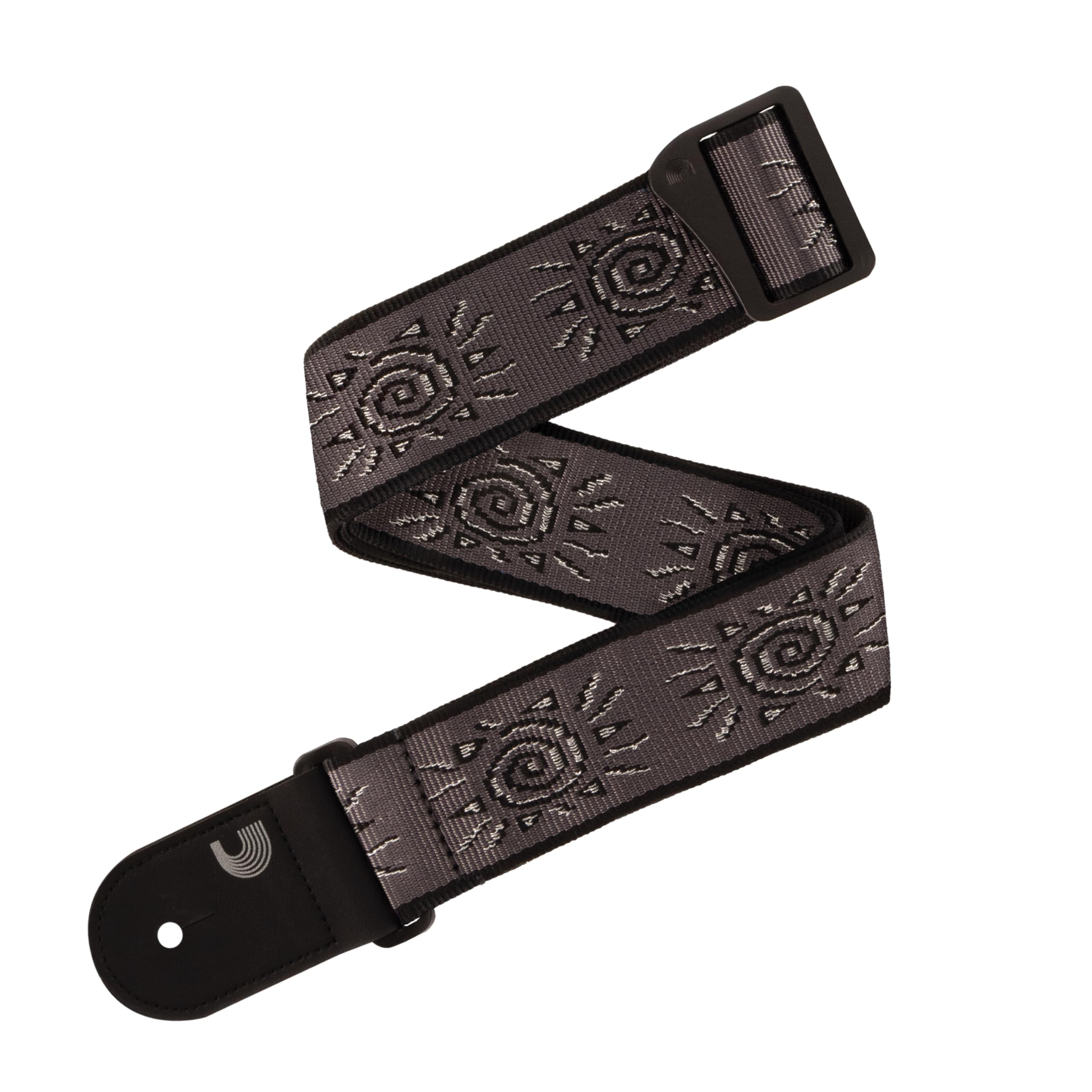 D'Addario Guitar Strap - Acoustic & Electric Guitar Accessories - Eco Leather Ends - Vintage Sun, Silver