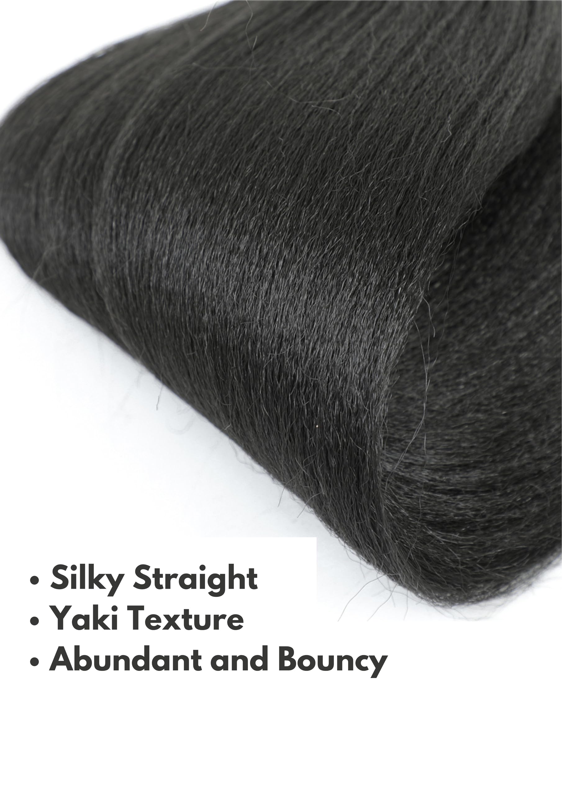 BillionHers Pre Stretched Braiding Hair 3 Pack Synthetic Yaki Hair Extensions for Braiding Knotless Braids 26 Inches Natural Black Braiding Hair (Black (1B) - Image 4